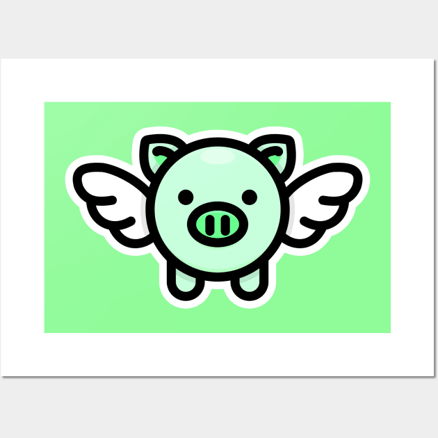 When Pigs Fly: Green Wall Art by Red Wolf